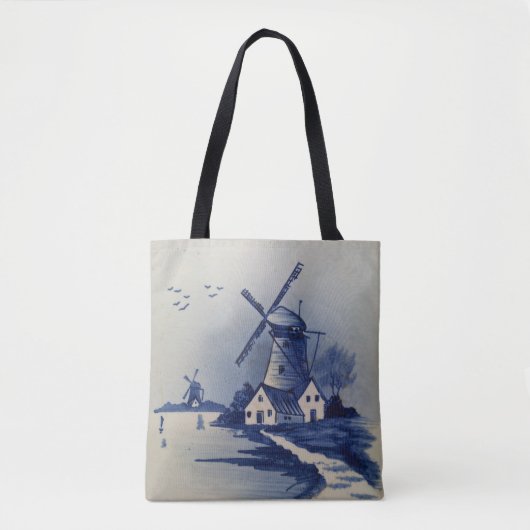  Blauw Wit Delft Windmolen Tote Bag (Voorkant)