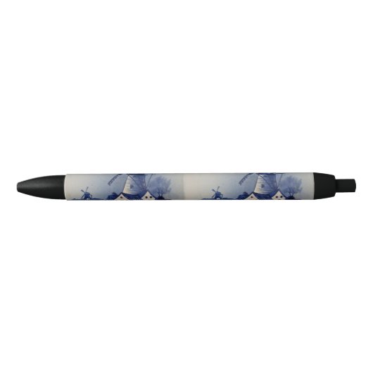  Blauw Wit Delft Windmolen Zwarte Inkt Pen (Voorkant)