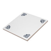 Blauw Wit Delfts Eenvoudige Bloemhoek Ornament Tegeltje (Zijkant)