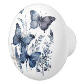Blauw-wit Delfts kunstvlinders met bloemen Keramische Knop (Rechts)