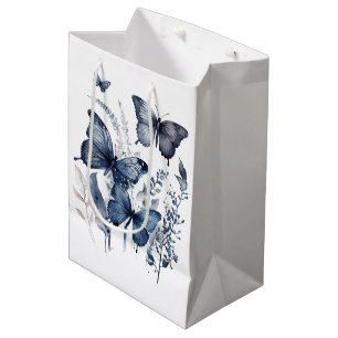 Blauw-wit Delfts kunstvlinders met bloemen Medium Cadeauzakje