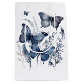 Blauw-wit Delfts kunstvlinders met bloemen Medium Cadeauzakje (Voorkant)