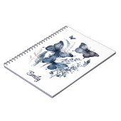 Blauw-wit Delfts kunstvlinders met bloemen Notitieboek (Linkerzijde)