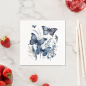Blauw-wit Delfts kunstvlinders met bloemen Servet (Insitu)