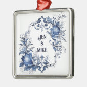 Blauw-wit Delfts ornament met bloemen (Links)