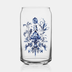 Blauw-wit Delfts ornament met bloemen Blikvorm Glas