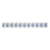 Blauw-wit Delfts ornament met bloemen Satijnen Lint (Voorkant)
