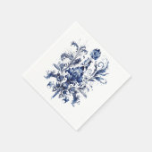 Blauw-wit Delfts ornament met bloemen Servet (Hoek)