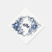 Blauw-wit Delfts ornament met bloemen Servet (Hoek)
