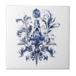 Blauw-wit Delfts ornament met bloemen Tegeltje<br><div class="desc">Blauw-witte Delftse stijl ornamenten met blauwe bloemen en blaadjes decoratie voor iedereen die houdt van Delftse stijl geïnspireerde decoratie. Het is een geweldig cadeau voor Kerstmis,  verjaardagen etc. en je kunt je huis versieren met dit prachtige,  unieke ontwerp.</div>