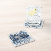 Blauw-wit Delfts stijl traditionele huizen Kartonnen Onderzetters (Insitu)