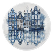 Blauw-wit Delfts stijl traditionele huizen Keramische Knop (Voorkant)