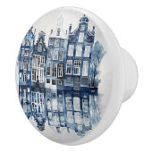 Blauw-wit Delfts stijl traditionele huizen Keramische Knop (Rechts)