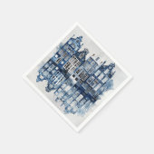 Blauw-wit Delfts stijl traditionele huizen Servet (Hoek)