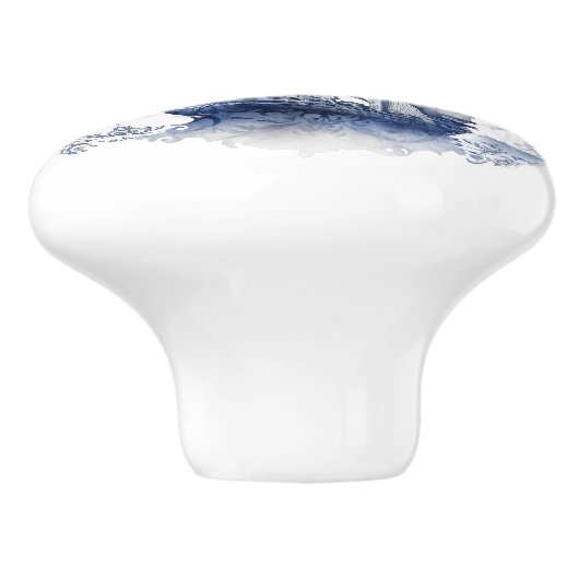 Blauw-wit Delfts stijl zeilschip in het zee Keramische Knop (Zijkant)