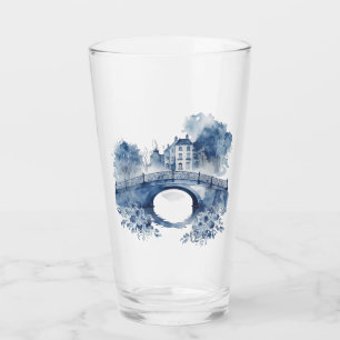 Blauw-wit Delfts stijllandschap Glas