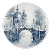 Blauw-wit Delfts stijllandschap Keramische Knop (Voorkant)