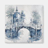 Blauw-wit Delfts stijllandschap Magneet (Voorkant)