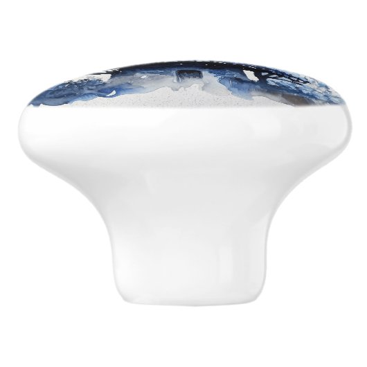 Blauw-wit Delfts stijllandschap met windmolen Keramische Knop (Zijkant)