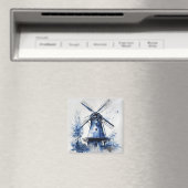 Blauw-wit Delfts stijllandschap met windmolen Magneet (Insitu (Vaatwasser))
