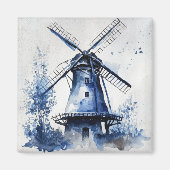 Blauw-wit Delfts stijllandschap met windmolen Magneet (Voorkant)