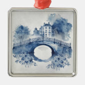 Blauw-wit Delfts stijllandschap Metalen Ornament (Voorkant)