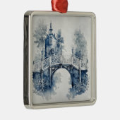 Blauw-wit Delfts stijllandschap Metalen Ornament (Rechts)