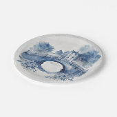 Blauw-wit Delfts stijllandschap Papieren Bordje (Gekanteld)