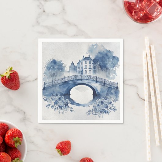 Blauw-wit Delfts stijllandschap Servet (Insitu)