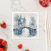 Blauw-wit Delfts stijllandschap Servet (Insitu)