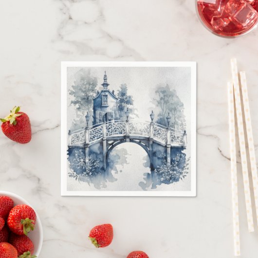 Blauw-wit Delfts stijllandschap Servet (Insitu)