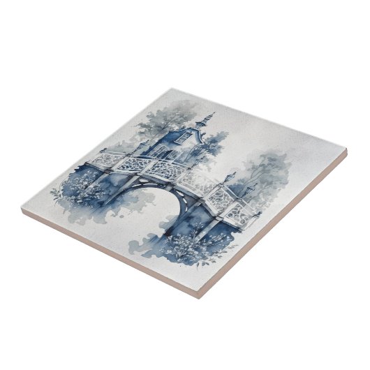 Blauw-wit Delfts stijllandschap Tegeltje (Zijkant)