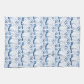 Blauw Wit Delfts Zeilboot Patroon Keukenhanddoek (Horizontaal)