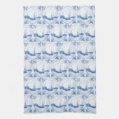 Blauw Wit Delfts Zeilboot Patroon Keukenhanddoek (Verticaal)