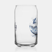 Blauw-wit Delftse stijl boot met dorpscène Blikvorm Glas (Rechts)