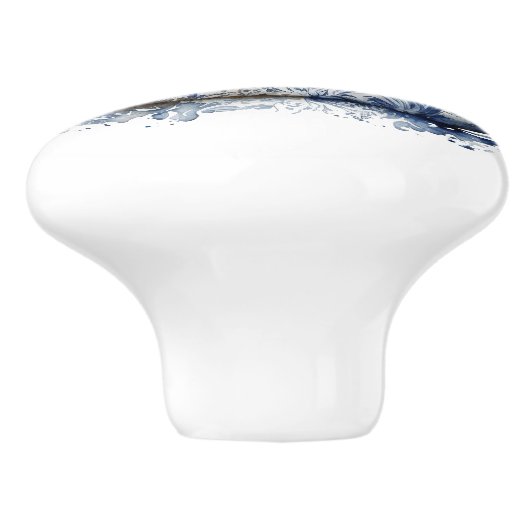 Blauw-wit Delftse stijl boot met dorpscène Keramische Knop (Zijkant)