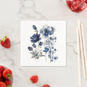 Blauw-wit Delftse stijl kunst met wilde bloemen Servet (Insitu)