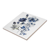 Blauw-wit Delftse stijl kunst met wilde bloemen Tegeltje (Zijkant)