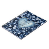 Blauw Wit Denim Bloemen Hart Notitieboek (Linkerzijde)