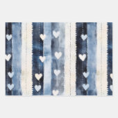 Blauw Wit Denim Bloemen Hartverjaardag Inpakpapier Vel (Voorkant 2)