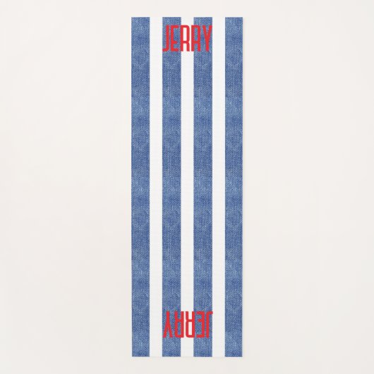 Blauw wit denim gestreept patroon yogamat (Voorkant)