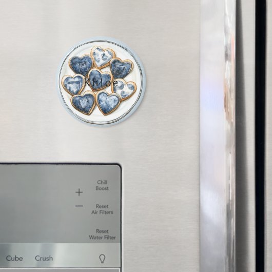 Blauw wit denim harten magneet (Insitu (Koelkast))