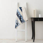 Blauw Wit Denim Heart Stripes Sherpa Deken (In situ)
