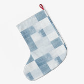 Blauw Wit Denim Jean Christmas Grote Kerstsok (Achterkant (Hangend))