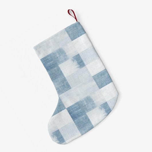Blauw Wit Denim Jean Christmas Kleine Kerstsok (Achterkant (Hangend))