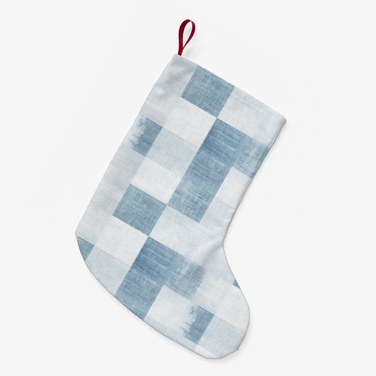 Blauw Wit Denim Jean Christmas Kleine Kerstsok (Voorkant (Hangend))