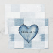 Blauw Wit Denim Jean Hart Gepersonaliseerde Naam Briefkaart (Voorkant / Achterkant)