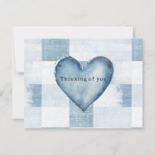 Blauw Wit Denim Jean Hart Gepersonaliseerde Naam Briefkaart