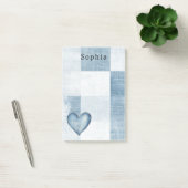 Blauw Wit Denim Jean Hart Gepersonaliseerde Naam Post-it® Notes (Kantoor)