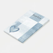 Blauw Wit Denim Jean Hart Gepersonaliseerde Naam Post-it® Notes (Schuin)
